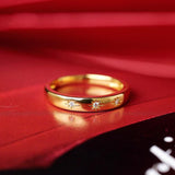 Star White Diamond 18K Yellow Gold Band Ring