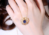2.43ct Blue Sapphire & Diamonds Pendant in 18K Yellow Gold