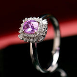 Double Halo Purple Spinel 18K Ring Set with Diamond