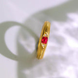 Red Spinel Cushion with Diamond Ring - 18K Yellow Gold