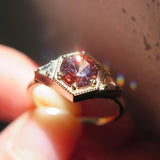 Drea Peachy Sapphire Horizontal Stone Ring in 18K Yellow Gold