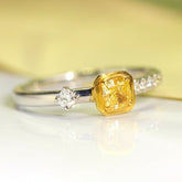 Fancy Yellow Diamonds Ring in 18K White Gold Ring