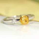 Fancy Yellow Diamonds Ring in 18K White Gold Ring