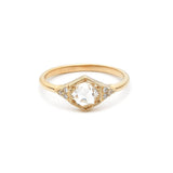 Rose Cut White Sapphire Stackable Ring in 18K Yellow Gold