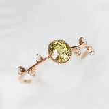 1.2ct Oval Mali Garnet & Diamond Cluster Ring in 18K Yellow Gold