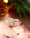 1.6ct Yellow Sapphire 18K Gold Ring with Halo Diamonds