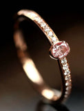 Bezel Set Pink Diamond Oval Cut 18K Rose Gold Ring