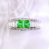 1.27ct Tsavorite Cushion Full Diamond Pave Engagement Ring in 18K Gold