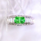 1.27ct Tsavorite Cushion Full Diamond Pave Engagement Ring in 18K Gold