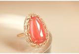 9ct Rhodochrosite & Diamond Hollow Out Ring in 18K Gold