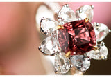 Flower Redish Spinel 1.01ct & White Sapphire Ring - 18K White Gold