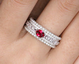 Chaneel Set Diamonds with Ruby Ring in Platinum 950