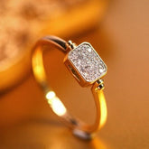 White Diamond & Emerald Horizontal Stone Flip Ring in 18K Gold