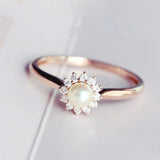 Akoya Pearl & Diamonds Halo Ring in 18K Yellow Gold