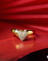 Heart Signet Diamond Ring - 18K Yellow Gold