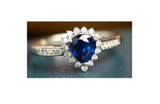 Pear Blue Sapphire 18K Gold Engagement Ring & Halo Diamond