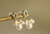 Aquamarine & 6mm Akoya Pearl Earrings in 18K Yellow Gold