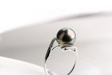 11mm Tahitian Pearl & Diamonds Infinity Ring - 18K White Gold