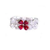 Four Leaf Clover Ruby & Emerald Ring with Diamonds in 18K Gold