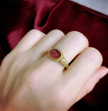 Garnet Antique Egyptian Ring in 22K Yellow Gold