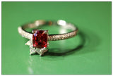 Mansin Red Spinel & Diamond Cluster Ring - 18K White Gold