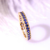 Blue Sapphire Channel Set 18K Yellow Gold Band Ring