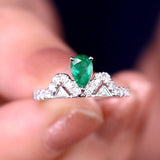 Stacking Crown Design Emerald Ring with Diamond in Platinum 950