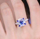 Royal Blue Sapphire & Diamonds Ring in Platinum 950