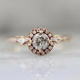 Salt And Pepper Diamond Round Brilliant Cut 18K Gold Wedding Ring