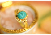 Turquoise Engraved 22K Chunky Gold Vintage Ring