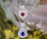 Royal Blue Sapphire & Ruby 18K Gold Art Deco Necklace