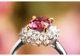 1ct Pink Red Spinel & Diamond Cluster Ring - 18K White Gold