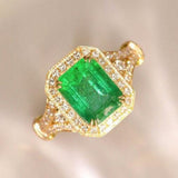 2.56ct Emerald & Diamond Statement Ring in 18K Yellow Gold