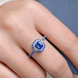 Blue Sapphire and Diamond Ballerina Ring - 18K White Gold