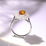 1.38ct Yellow Sapphire & Halo Diamond Ring in 18K White Gold