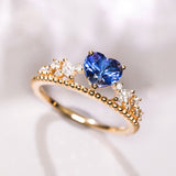 1.2ct Blue Sapphire & Diamonds Stackable Ring in 18K Yellow Gold