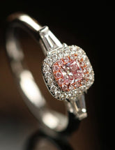 Pink Diamond Cushion Cut Wedding Ring - 18K White Gold