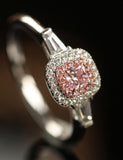 Pink Diamond Cushion Cut Wedding Ring - 18K White Gold