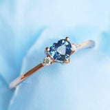 Blue Sapphire Heart-Cut 18K Gold Ring with Diamonds