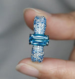 1.48ct 18K White Gold Blue Tourmaline Diamond Engagement Ring