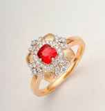 Red Jedi Spinel Double Halo 18K Ring - Italian Crafted
