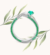 Hexagon Cut Emerald & Tsavorite Ring in Matte Finish Platinum 950