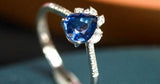 1.2ct Blue Sapphire Teardrop Cut & Diamonds Ring in 18K White Gold