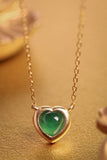 Heart Emerald Cabochon Cut 18K Yellow Gold Necklace