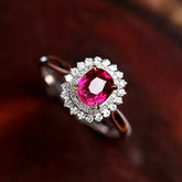 1.5ct Pigeon Blood Ruby Ring with Diamonds in 18K White Gold