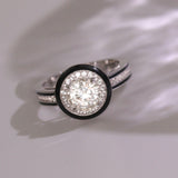 White Sapphire & Diamonds Engagement 18K White Gold Ring