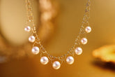 Stunning 7mm Akoya Pearl Lace Necklace in 18K Yellow Gold