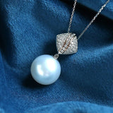 Australia Pearl & Diamonds Necklace in 18K White Gold