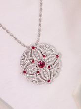 1.01ct Ruby Diamonds Pendant Ring in 18K White Gold