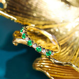 Five Emerald & Diamond Stacking Ring in 18K Yellow Gold